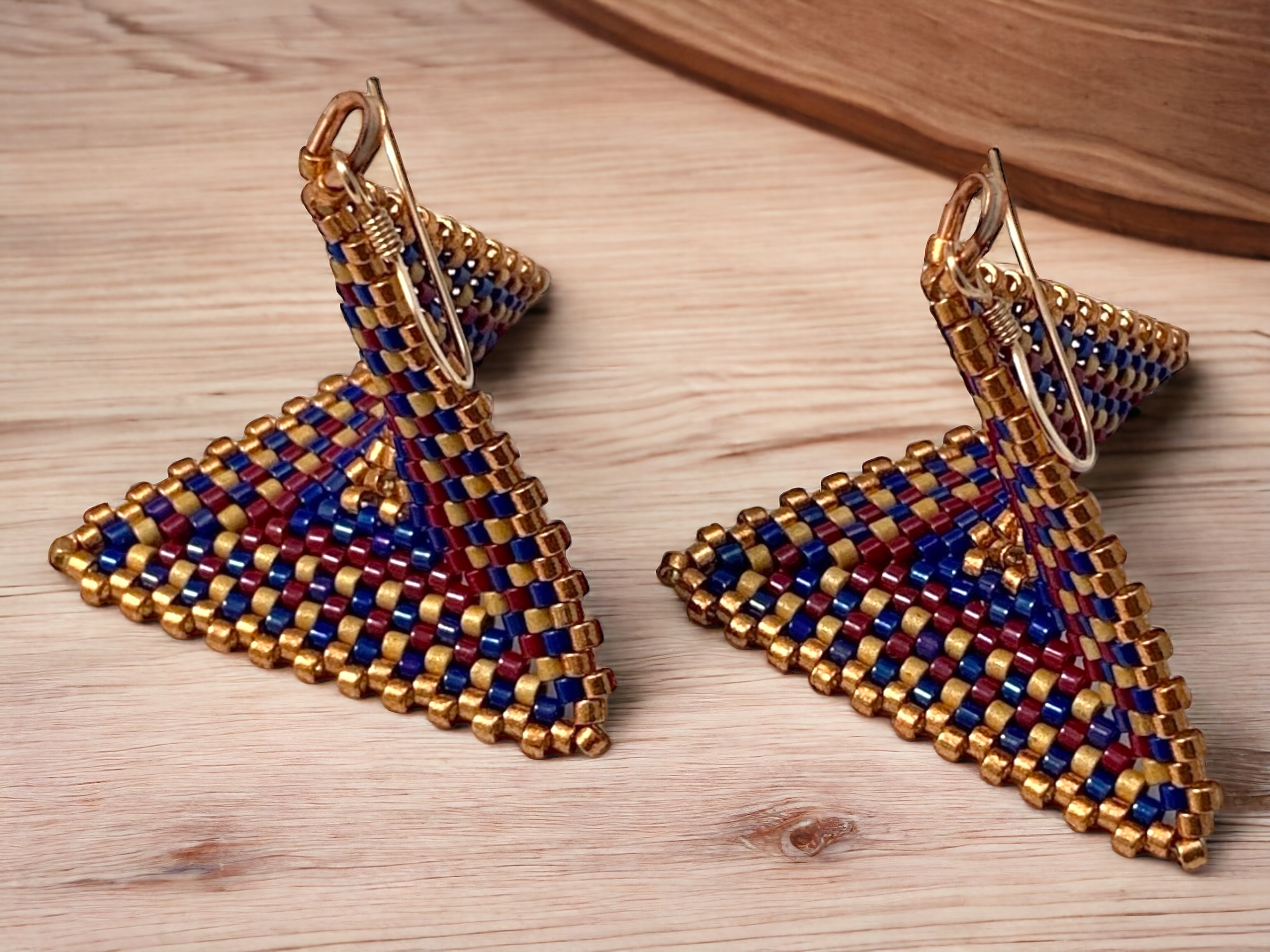 Geometric Beadwork Earrings in Spanish Tile Colors